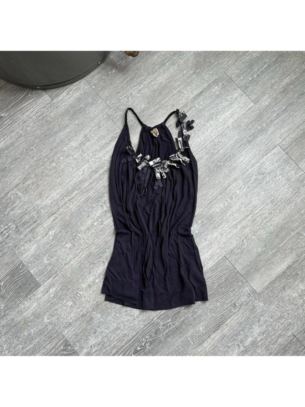 Black / Navy Blue / White Y2K “FC72” Tank Top / Shirt / Cami W/ Ruffle